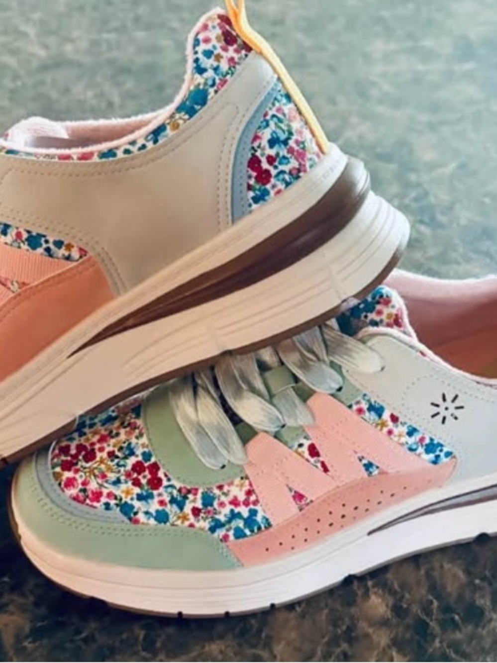 Malibu Floral Lace-Up Sneakers in Pink, Mint & Blue